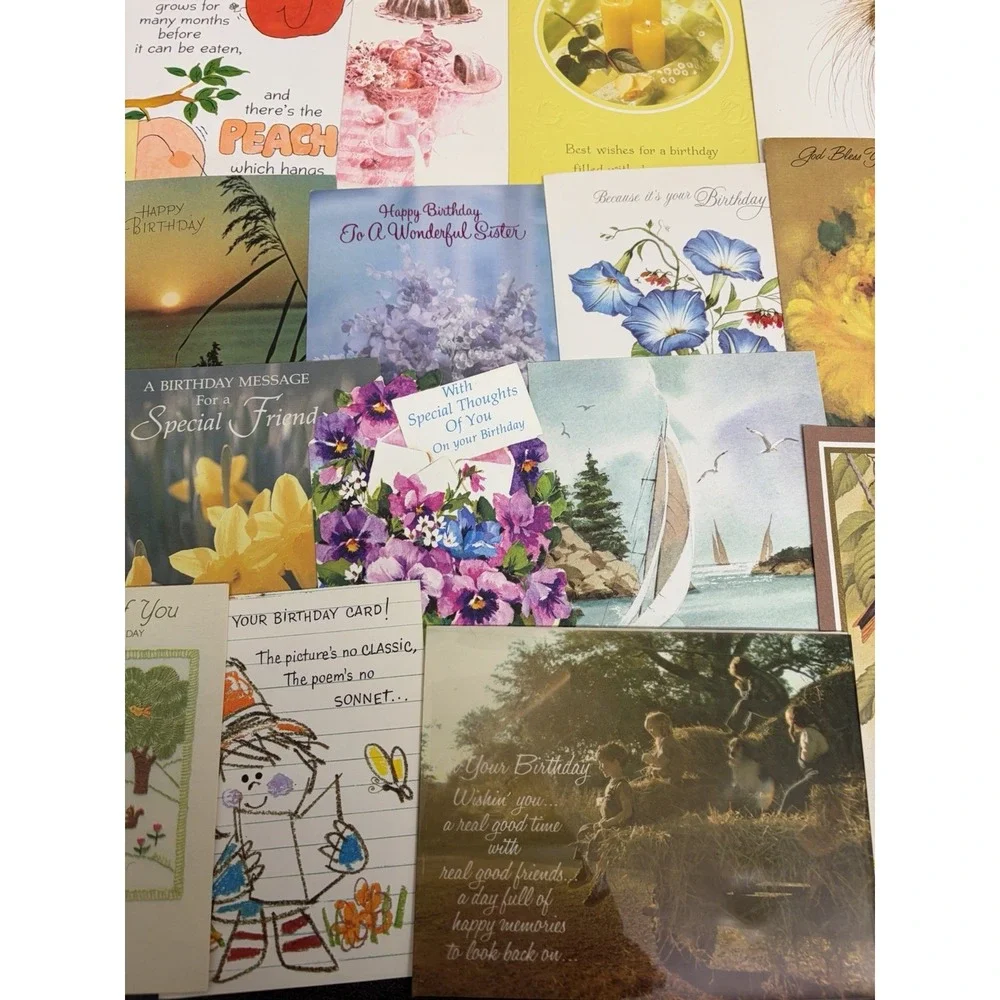 Vintage Birthday Cards Some Fronts ONLY Scrapbooking Crafts Decoupage Lot of 50+